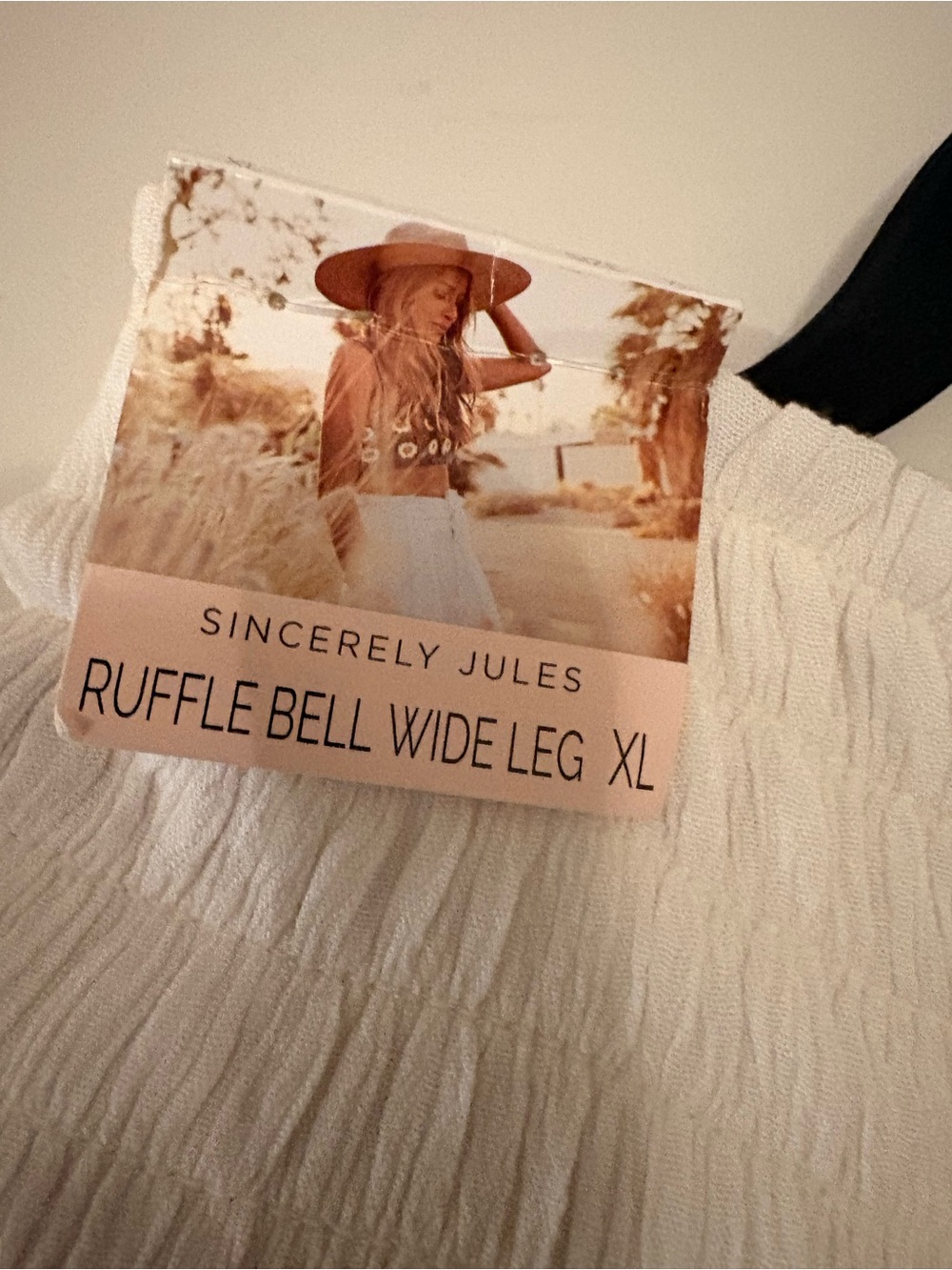 Sincerely Jules White Ruffle Bell Wide Leg Skirt